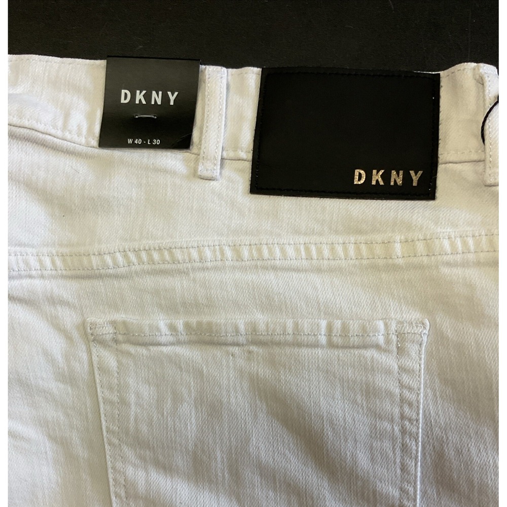 NWT! Men's DKNY White Bedford Jeans Straight Stretch Painters - W40 x L30 - Picture 7 of 8